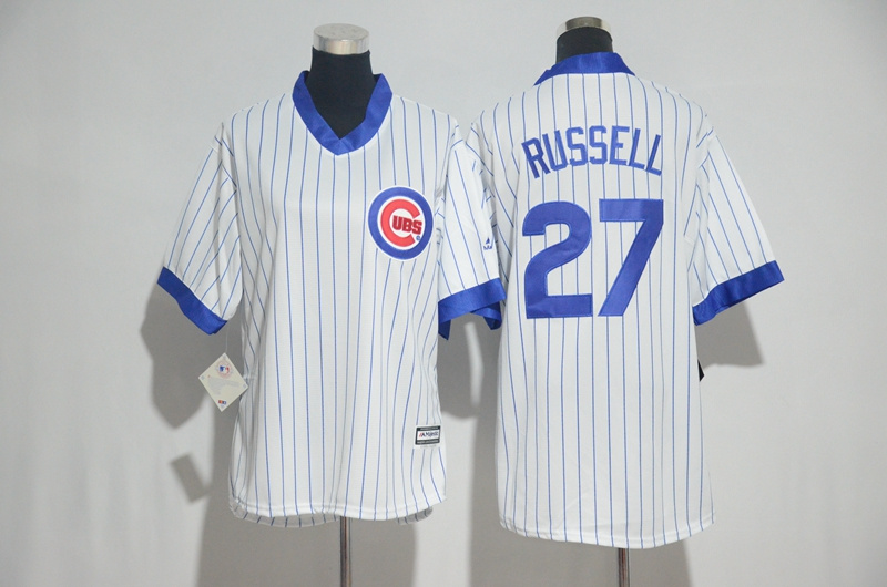 Womens 2017 MLB Chicago Cubs #27 Russell White stripe Jerseys